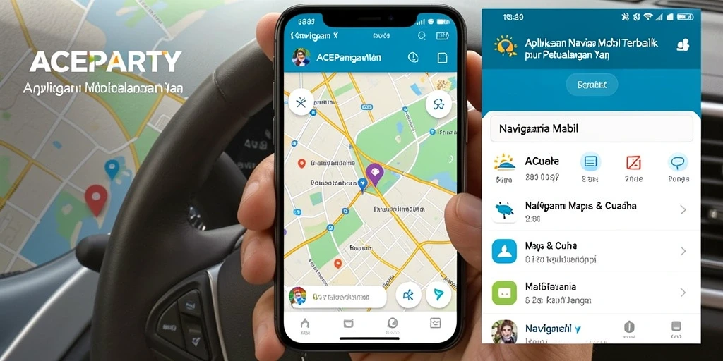 Antarmuka ACEPARTY menampilkan peta dan rute navigasi yang jelas.