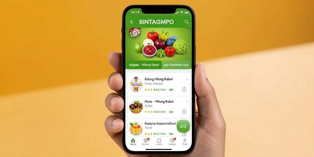 Screenshot antarmuka BINTANGMPO dengan fitur Hitung Kalori yang mudah digunakan.
