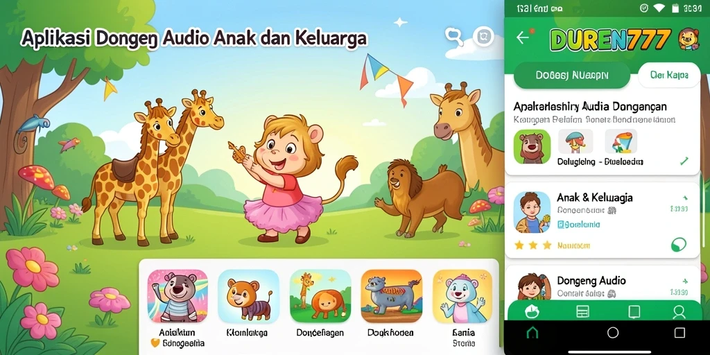 Antarmuka DUREN777 yang menarik untuk Dongeng Audio anak-anak.