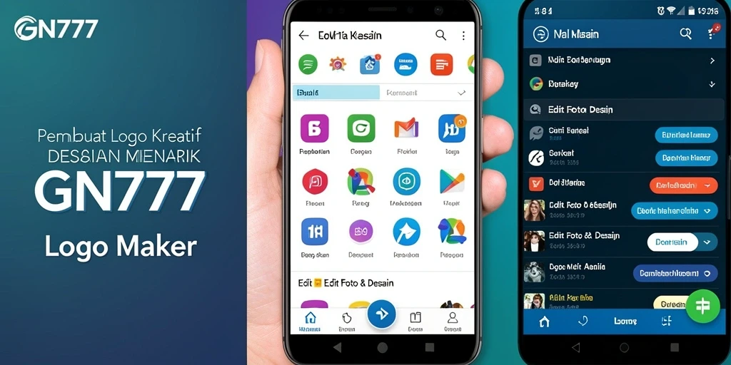 Tampilan antarmuka GN777 yang ramah pengguna untuk pembuat logo.