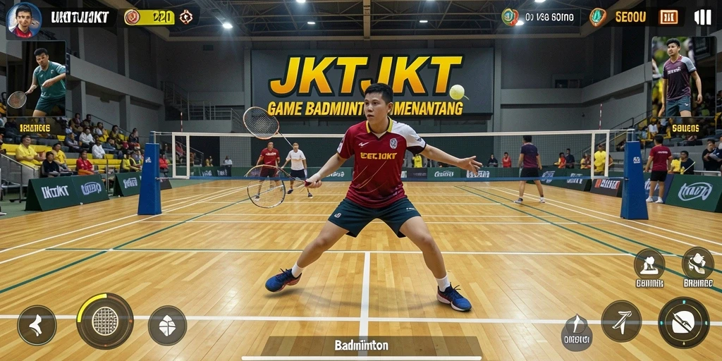 Antarmuka JKTJKT yang menampilkan keseruan bermain Badminton.
