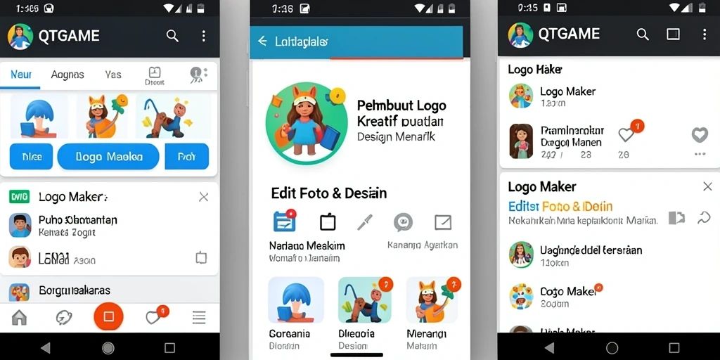 Antarmuka QTGAME yang sederhana dan intuitif untuk desain logo.